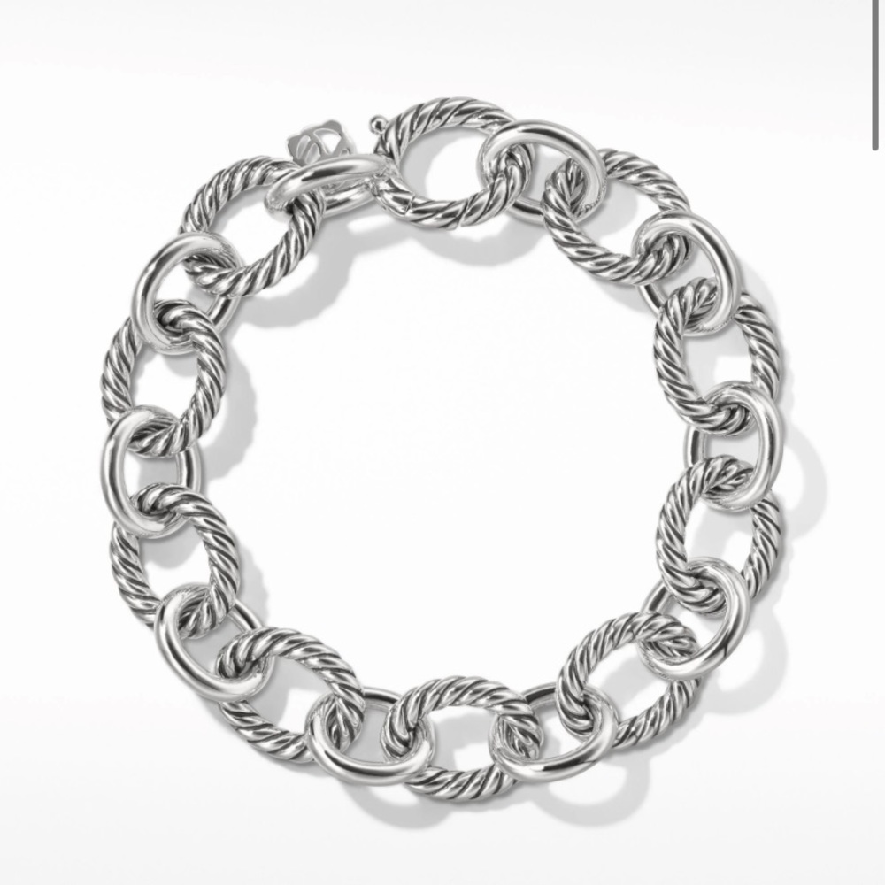 David Yurman Twisted Silver Link Bracelet - Picture 1 of 10